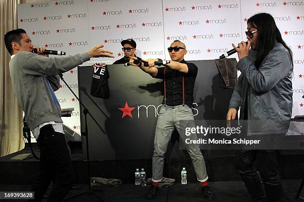 Kev Nish, Prohgress, J-Splif and DJ Virman of Far East Movement attend the Macy's And The Far East Movement Celebrate Asian-Pacific Heritage Month at...