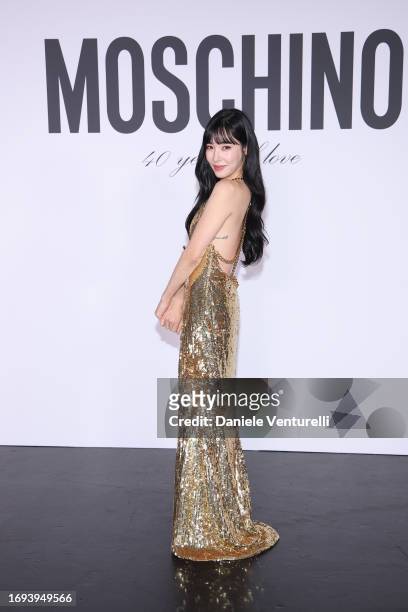 Tiffany Young attends the Moschino fashion show during the Milan Fashion Week Womenswear Spring/Summer 2024 on September 21, 2023 in Milan, Italy.