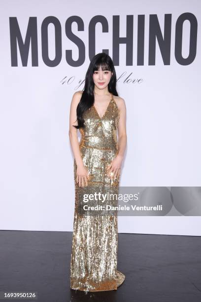 Tiffany Young attends the Moschino fashion show during the Milan Fashion Week Womenswear Spring/Summer 2024 on September 21, 2023 in Milan, Italy.