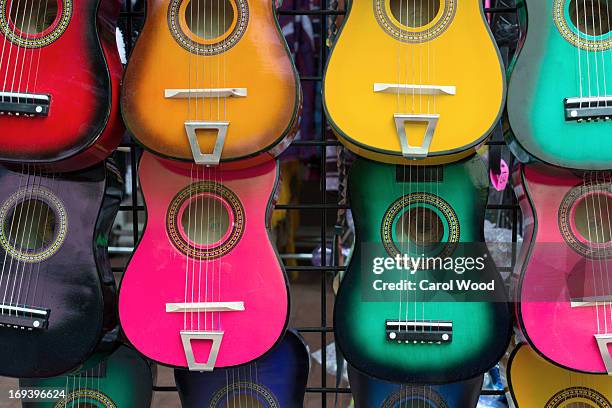 colorful mexican guitars - san antonio texas stock pictures, royalty-free photos & images