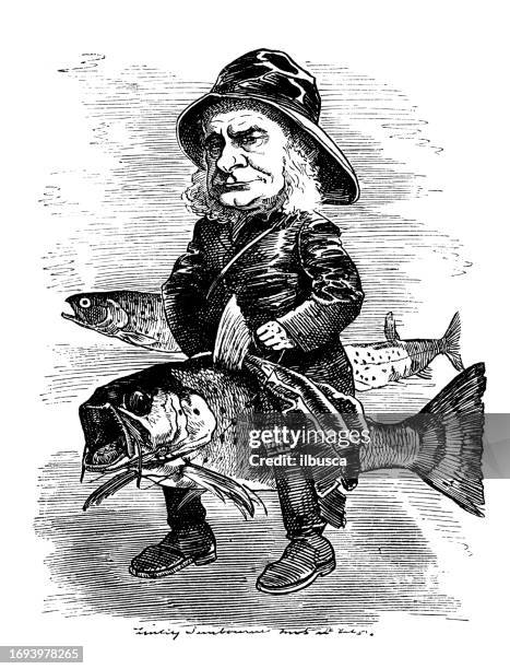 britische satire karikatur comic cartoon illustration - albert fish stock-grafiken, -clipart, -cartoons und -symbole