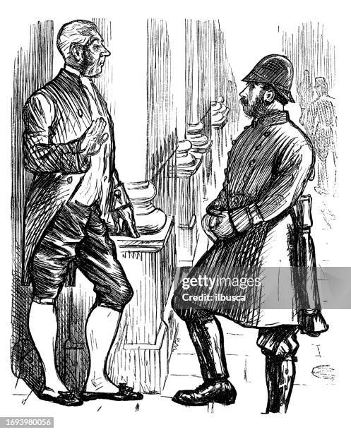 british satire caricature comic cartoon illustration - pulled over by police stock illustrations