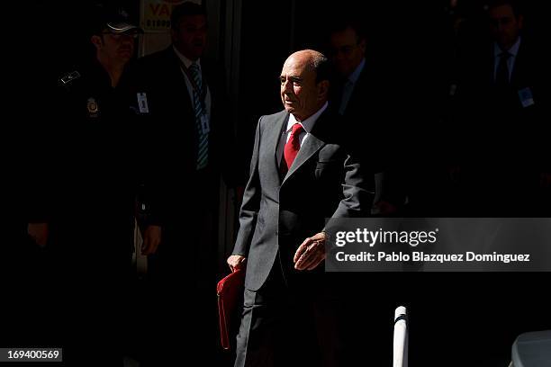 President of Spanish bank Santander Emilio Botin leaves court on May 24, 2013 in Madrid, Spain. Spain's National Court has called the chairmen of...