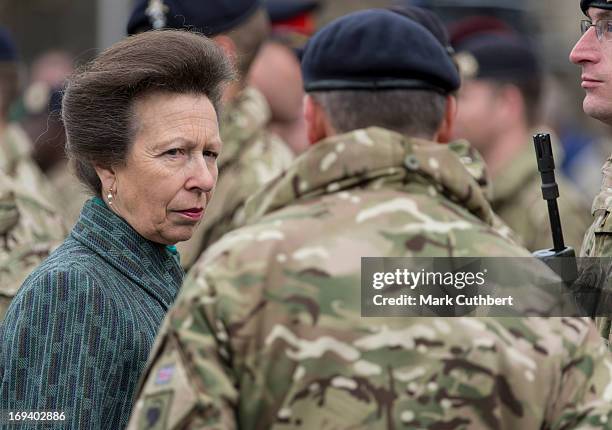 Princess Anne, Princess Royal presents 12 Logistics Support Regiment, Royal Logistics Corps their Afghanistan Operational Medals on May 24, 2013 in...