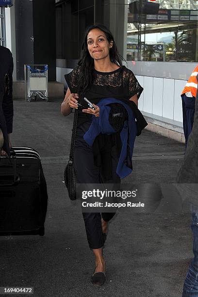 Rosario Dawson is seen arriving at Nice airport during The 66th Annual Cannes Film Festival on May 24, 2013 in Nice, France.