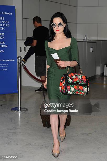 Dita Von Teese is seen arriving at Nice airport dueing The 66th Annual Cannes Film Festival on May 24, 2013 in Nice, France.