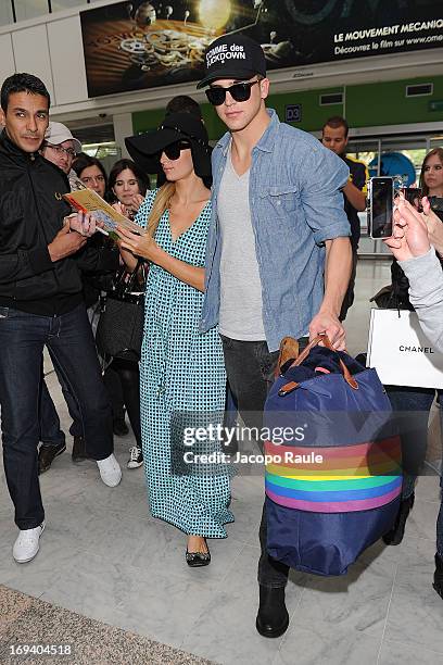 Paris Hilton and River Viiperi are seen arriving at Nice airport during The 66th Annual Cannes Film Festival on May 24, 2013 in Nice, France.