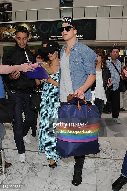 Paris Hilton and River Viiperi are seen arriving at Nice airport during The 66th Annual Cannes Film Festival on May 24, 2013 in Nice, France.