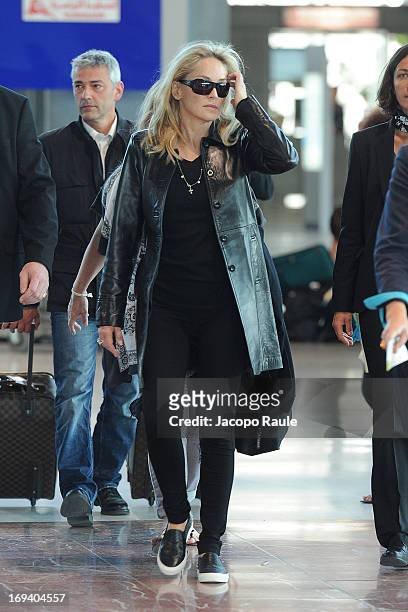 Sharon Stone is sighted at Nice airport as she departs after attending the 66th Annual Cannes Film Festival on May 24, 2013 in Nice, France.