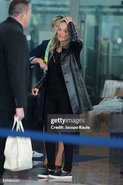 Sharon Stone is sighted at Nice airport as she departs after attending the 66th Annual Cannes Film Festival on May 24, 2013 in Nice, France.