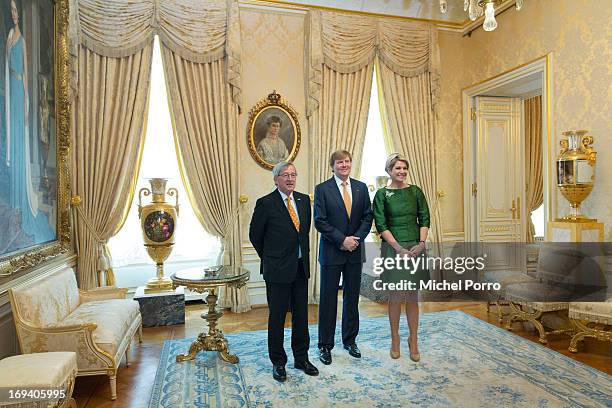 Prime Minister of Luxembourg Jean-Claude Juncker, King Willem-Alexander of The Netherlands and Queen Maxima of The Netherlands meet at the Palace of...