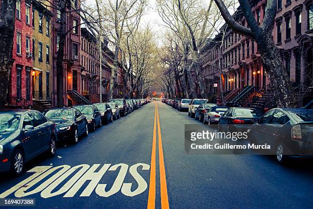 street school lane - brooklyn new york stockfoto's en -beelden