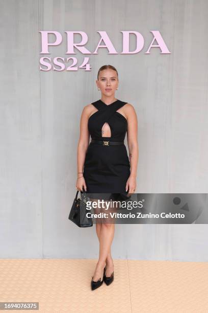 Scarlett Johansson attends the Prada Spring/Summer 2024 Womenswear Fashion Show on September 21, 2023 in Milan, Italy.
