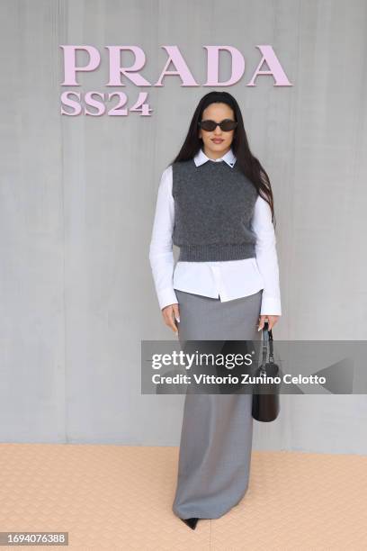 Rosalía attends the Prada Spring/Summer 2024 Womenswear Fashion Show on September 21, 2023 in Milan, Italy.