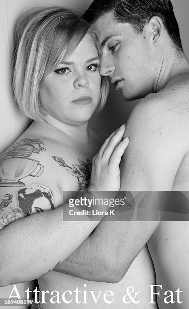 Activist/Blogger Jes M. Baker and model John C. Shay pose for The Militant Baker's "Attractive & Fat" photo shoot at Lovesmack Studios on May 18,...