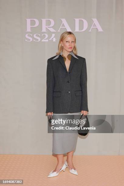 Violet Grace Atkinson attends the Prada Spring/Summer 2024 Womenswear Fashion Show on September 21, 2023 in Milan, Italy.