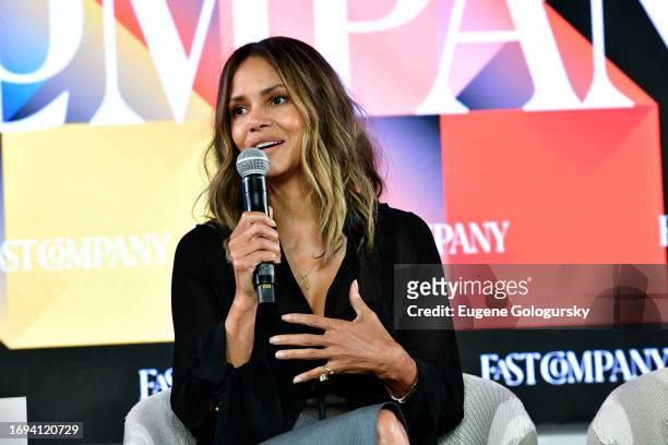 Halle Berry speaks at the Fast Company Innovation Festival at Convene on September 21, 2023 in New York City.