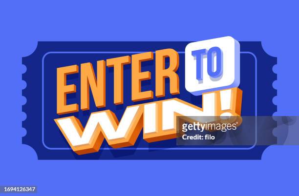 enter to win sweepstakes raffle contest ticket - raffle tickets stock illustrations