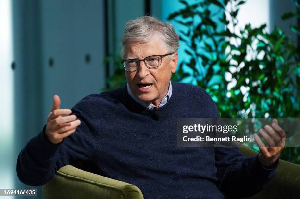 Bill Gates, Founder of Breakthrough Energy and Co-Chair of the Bill & Melinda Gates Foundation, speaks onstage at The New York Times Climate Forward...