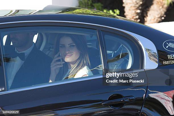 Isabeli Fontana is seen leaving the 'Grand Hyatt hotel Martinez Cannes' during the 66th Annual Cannes Film Festival on May 24, 2013 in Cannes, France.