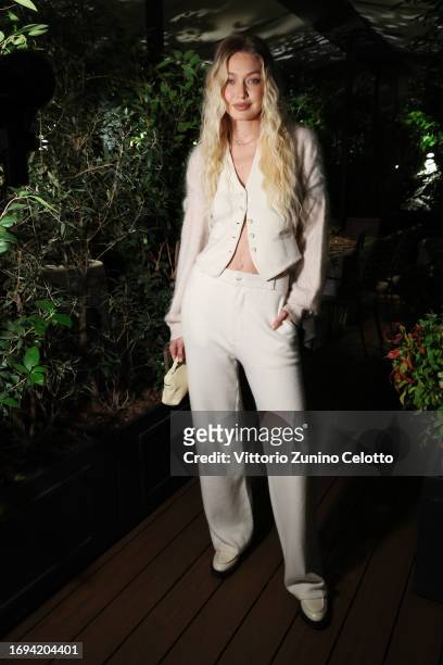 Gigi Hadid attends attends the Guest In Residence X LuisaViaRoma exclusive collaboration dinner at Il Baretto Milano on September 21, 2023 in Milan,...