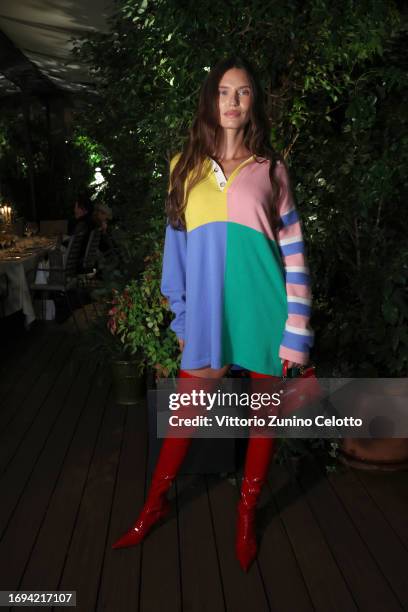 Bianca Balti attends the Guest In Residence X LuisaViaRoma exclusive collaboration dinner at Il Baretto Milano on September 21, 2023 in Milan, Italy.