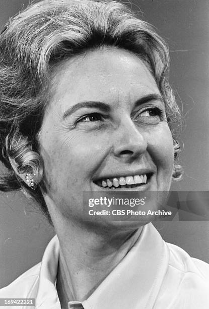 Anti-abortionist Phyllis Schlafly makes a guest appearance on the CBS television program "SPECTRUM" on June 4, 1973.