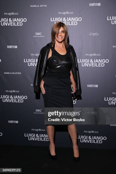 Carine Roitfeld attends the photocall for the Luigi & Iango Unveiled Exhibition Opening at Palazzo Reale on September 21, 2023 in Milan, Italy.