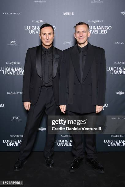 Luigi Murenu and Iango Henzi attend the Luigi & Iango Unveiled Exhibition Opening at Palazzo Reale on September 21, 2023 in Milan, Italy.