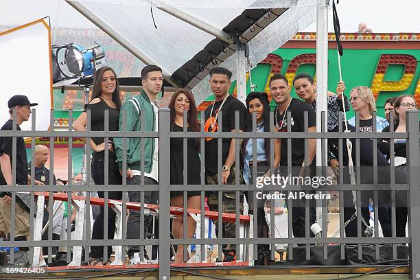 The cast of "The Jersey Shore" watches when the music group fun. Performs on NBC's "Today"on the beach at the Seaside Heights Boardwalk on May 24,...