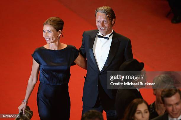 Mads Mikkelsen and Hanne Jacobsen attend the 'Michael Kohlhaas' premiere during The 66th Annual Cannes Film Festival at the Palais des Festival on...