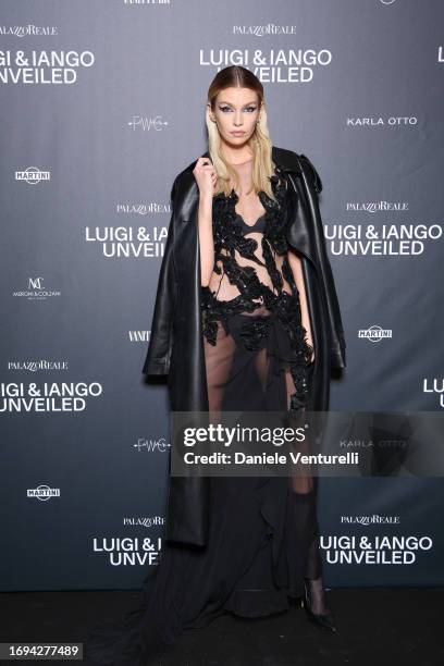 Stella Maxwell attends the Luigi & Iango Unveiled Exhibition Opening at Palazzo Reale on September 21, 2023 in Milan, Italy.