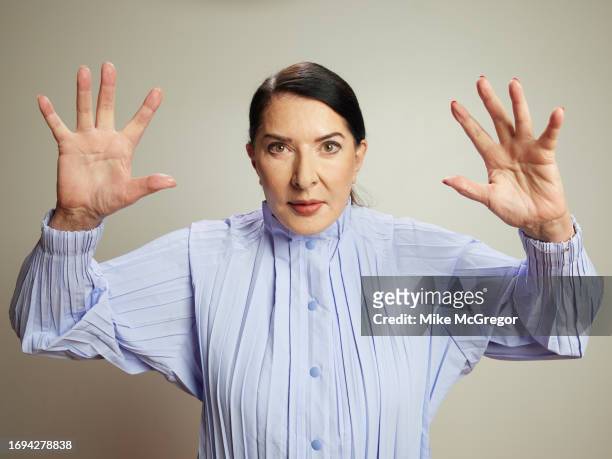 Performance Marina Abramović is photographed for the Observer UK on August 2, 2023 in New York City. PUBLISHED IMAGE.