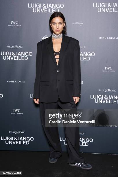 Irina Shayk attends the Luigi & Iango Unveiled Exhibition Opening at Palazzo Reale on September 21, 2023 in Milan, Italy.