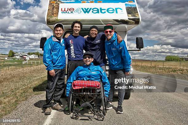 Alex Meers, Ethan Zohn, JR Martinez, David Johnson and Spencer West take part in We Walk 4 Water to benefit Free The Children's water initiative on...
