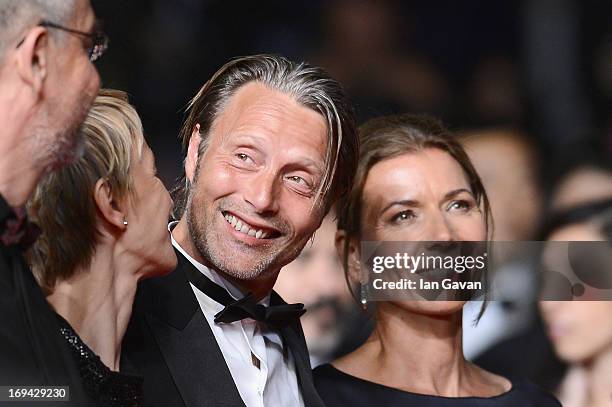 Delphine Chuillot, Mads Mikkelsen and Hanne Jacobsen attend the 'Michael Kohlhaas' premiere during The 66th Annual Cannes Film Festival at the Palais...