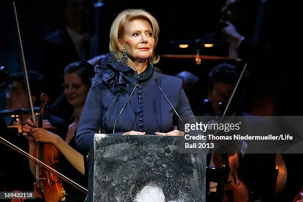 Christiane Hoerbiger speaks at the 'Red Ribbon Celebration Concert - United in Difference' at Burgtheater on May 24, 2013 in Vienna, Austria.