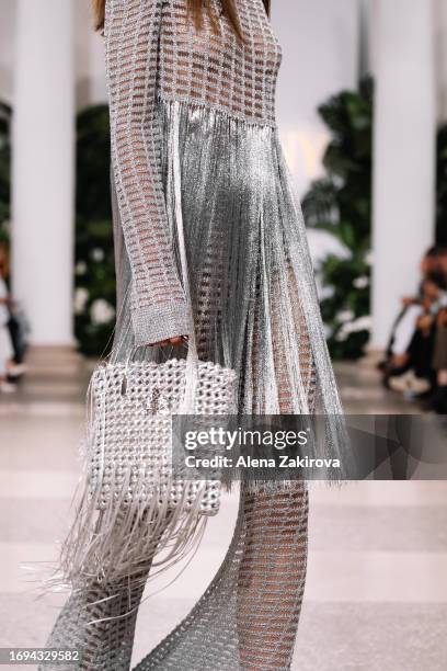 Model walks the runway at the Genny fashion show during the Milan Fashion Week Womenswear Spring/Summer 2024 on September 21, 2023 in Milan, Italy.