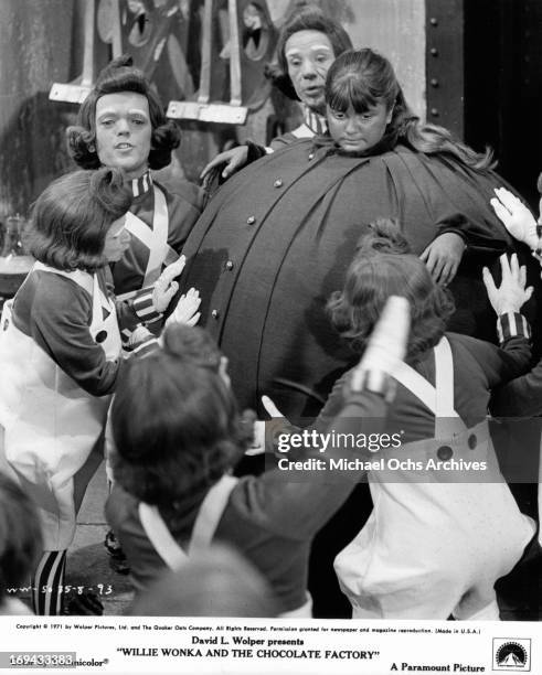 Violet Beauregarde,played by Denise Nickerson, blows up like a blueberry in a scene from the film 'Willy Wonka & the Chocolate Factory', directed by...