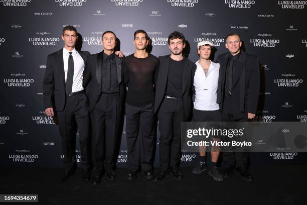 Luigi Murenu, Mahmood, Tommaso Sacchi, Blanco and Iango Henzi attend the photocall for the Luigi & Iango Unveiled Exhibition Opening at Palazzo Reale...