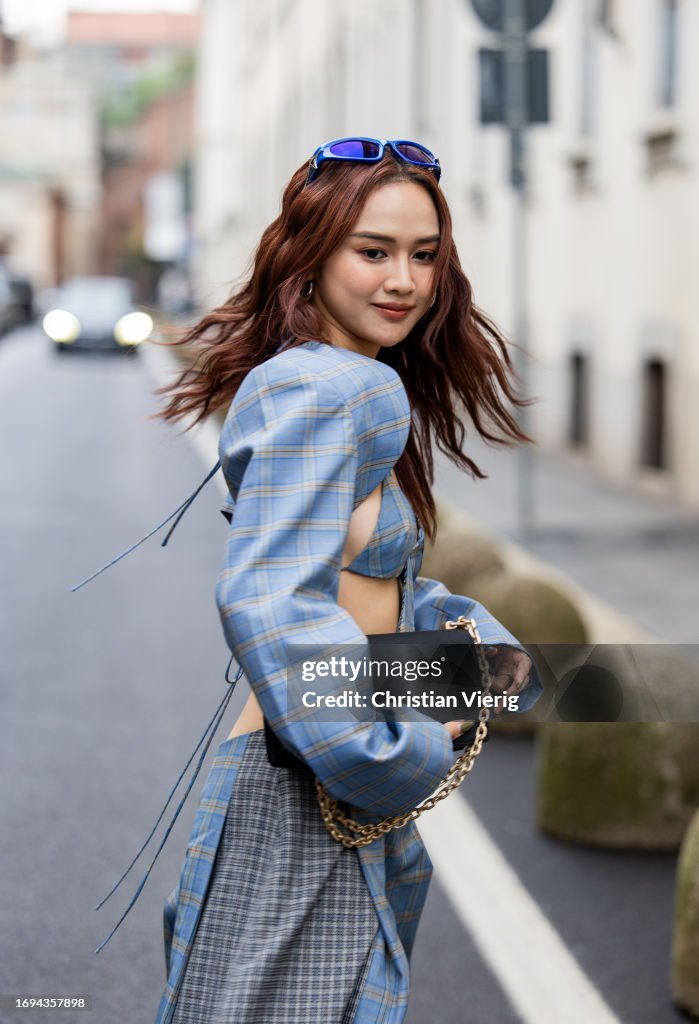 Street Style - Day 3 - Milan Fashion Week - Womenswear Spring/Summer 2024