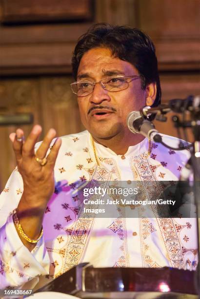 Indian vocalist Mashkoor Ali Khan of the Kirana gharana performs during the 7th Annual Chhandayan All Night Concert of Indian Classical Music at the...