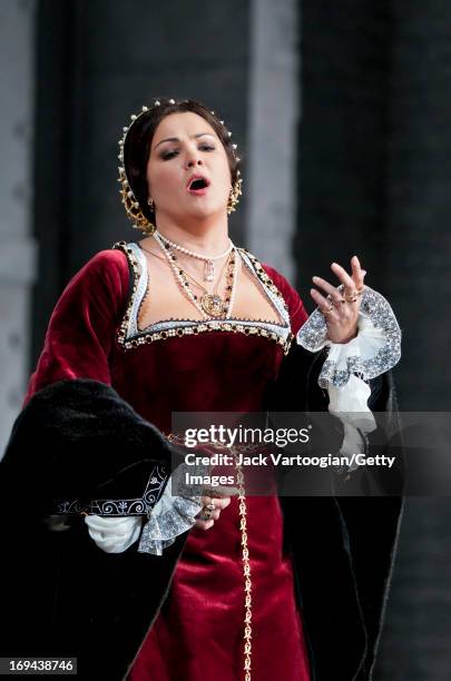 Russian soprano Anna Netrebko performs during the final dress rehersal in the David McVicar/Metropolitan Opera season premiere production of 'Anna...