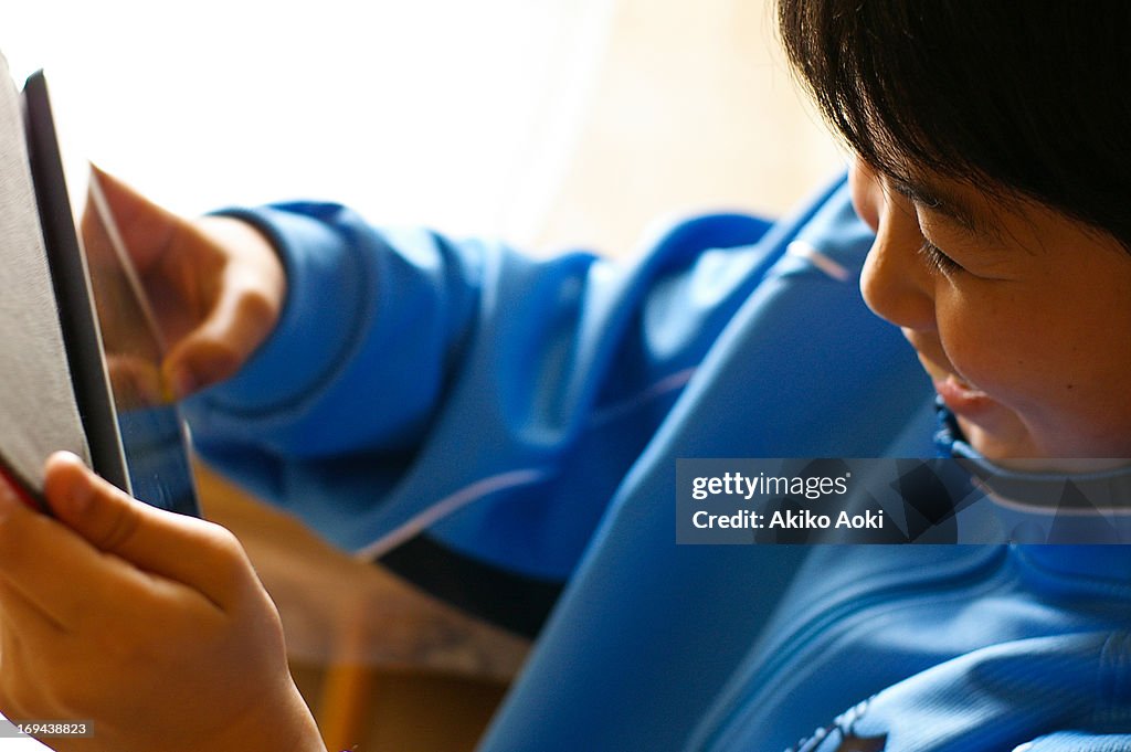 Boy using tablet