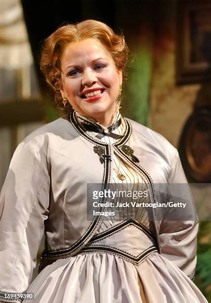 American soprano Renee Fleming performs during the final dress rehersal of the Metropolitan Opera/Otto Schenk season premiere production of...