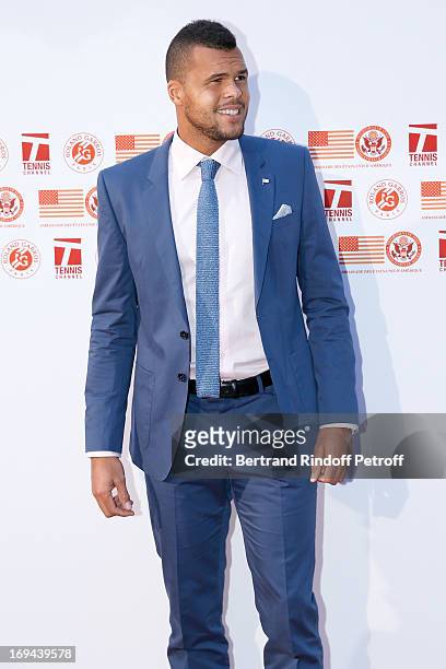 Tennis Player Jo-Wilfried Tsonga attends Annual Photocall for Roland Garros Tennis Players at 'Residence De L'Ambassadeur Des Etats-Unis' on May 24,...