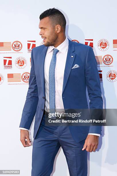 Tennis Player Jo-Wilfried Tsonga attends Annual Photocall for Roland Garros Tennis Players at 'Residence De L'Ambassadeur Des Etats-Unis' on May 24,...