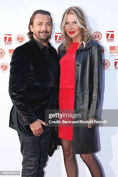 Former Tennis Player Henri Leconte and his wife Florentine attend Annual Photocall for Roland Garros Tennis Players at 'Residence De L'Ambassadeur...