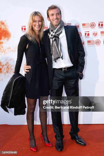 Tennis Player Julien Beneteau and wife Karen attend Annual Photocall for Roland Garros Tennis Players at 'Residence De L'Ambassadeur Des Etats-Unis'...