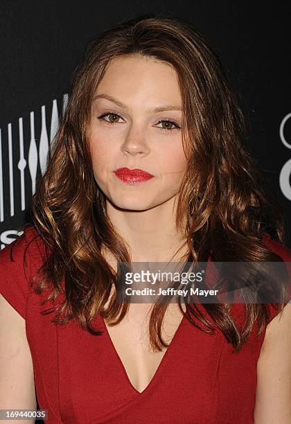 Actress Aimee Teegarden arrives at the Lifetime movie premiere of 'Call Me Crazy: A Five Film' at Pacific Design Center on April 16, 2013 in West...
